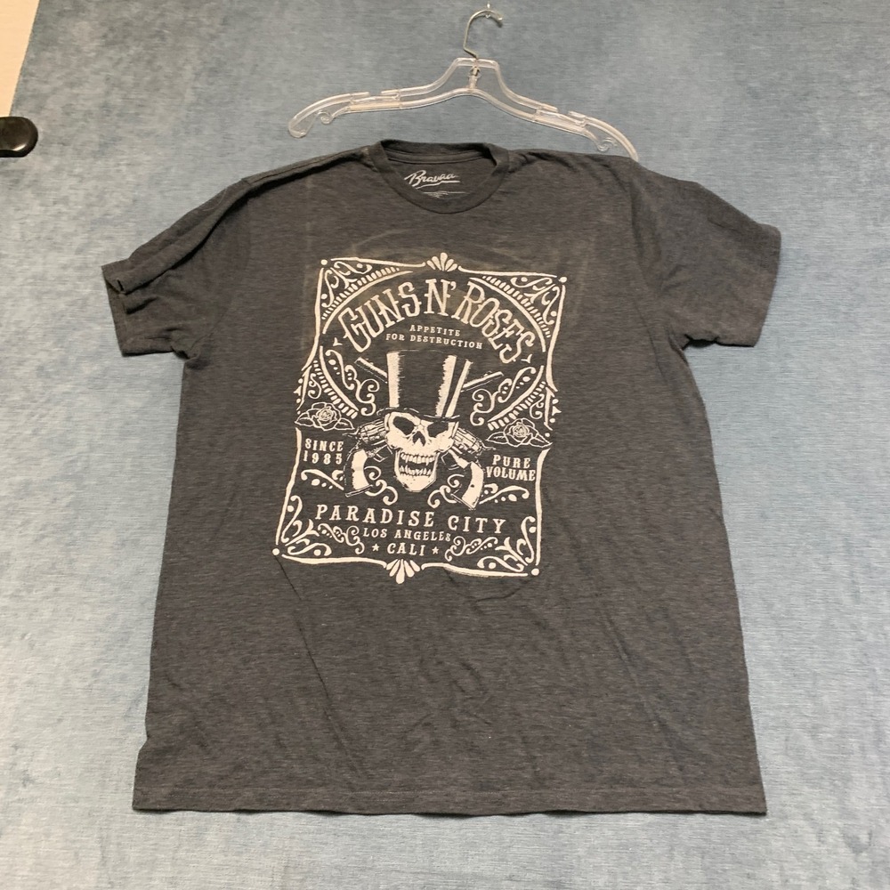 Bravado Guns N' Roses Paradise City T Shirt Men XL Gray Cotton Graphic Print Tee